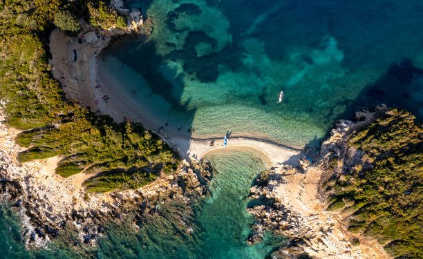 Best beaches in Albania and Europe. Ksamil Island on the Albanian Riviera. Drone photos of the best beaches in the world.