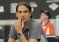 Al Hilal manager Simone Inzaghi sits on the bench prior to the Club World Cup Group H soccer match between Al Hilal and CF Pachuca in Nashville, Tenn., Thursday, June 26, 2025. (AP Photo/George Walker IV)