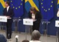 Ministrja e Re e Shëndetësisë në Suedi pëson ndjenjash gjatë konferencës për shtyp dhe godet kokën në podium.