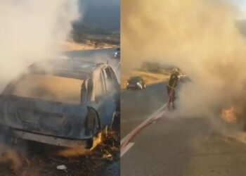 Mori flakë gjatë lëvizjes, automjeti digjet në bypassin e Vlorës