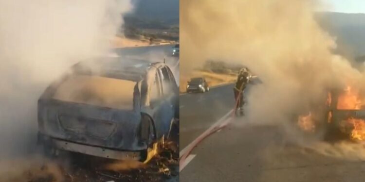 Mori flakë gjatë lëvizjes, automjeti digjet në bypassin e Vlorës