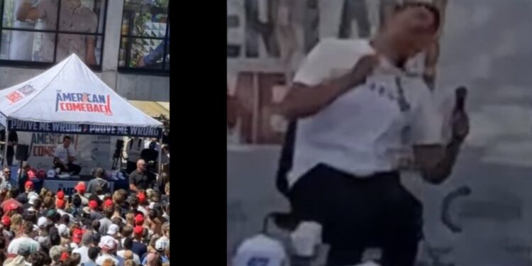 Pamje të frikshme, publikohen në rrjete sociale momenti kur aktivisti dhe mbështetësi i Trump qëllohet në qafë.