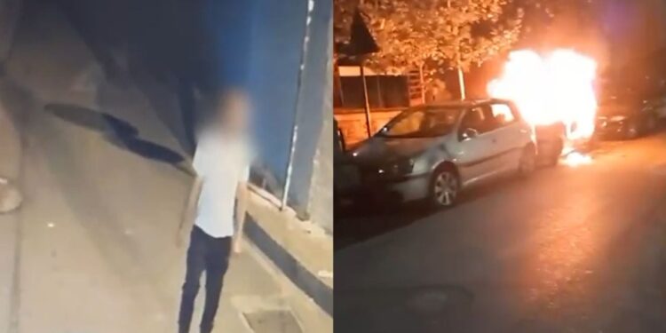 Sauktoni 43-vjeçaren në Tiranë, arrestohet autori; kamerat regjistruan momentin kur i vendos flakën makinës
