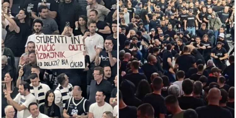 Përplasje të dhunshme ndërmjet serbëve pro dhe kundër Vuçiç në ndeshjen e basketbollit – Video