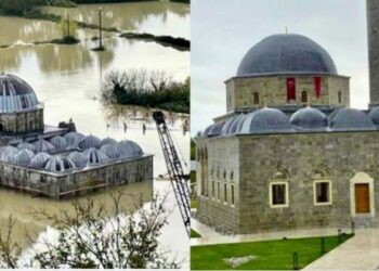 Shkodra e përmbytur, Rama ndan pamjet nga Xhamia e Plumbit: Disa vite më parë çdo vit përmbytej, tani pas restaurimit nuk preket nga reshjet.