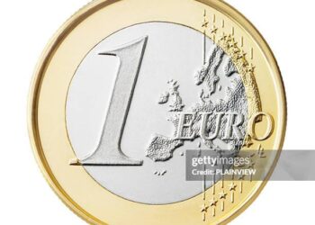 A one euro coin isolated on white background.