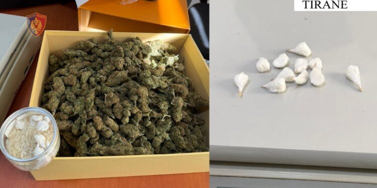 Arrestohet 25-vjeçari në Tiranë, kapet me 800 gr kanabis dhe kokainë në apartament