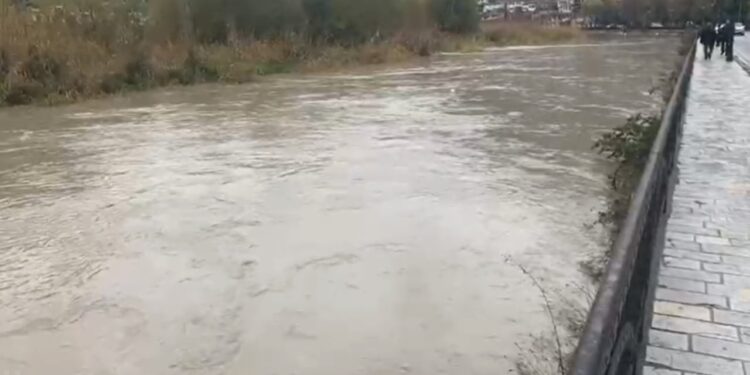 Intensitet i lartë reshjesh në Berat, lumi Osum rrezikon përmbytjen e tokave bujqësore.