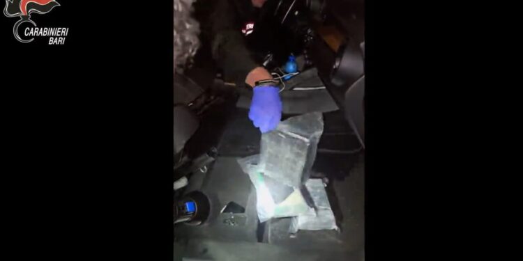 Një 21-vjeçar shqiptar kapet me šest kilogramë kokainë dhe mbi 18 mijë euro të fshehura nën sedilje, përpiqet të shmangë karabinierët