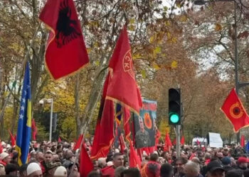 “UÇK”, “Liri për çlirimtarët”: Mijëra protestues mbledhen në Strasburg para Këshillit të Evropës