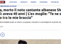 Vdekja e Shpat Kasapit, pasqyruar në mediat italiane: Këngëtari që e bëri Shqipërinë të dashurohej...