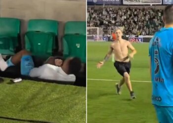 I ri qëllon në fushë për të bërë një foto me Neymarin dhe... dëmton një lojtar të Santosit.