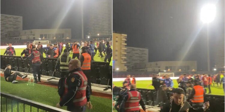 Video/ Pamje të reja nga skandali në Vlorë, kur policia ndërhyri për të parandaluar tifozët të hyjnë në fushë.