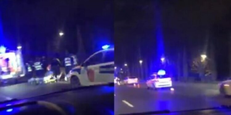 Aksident i ndodhur pas mesnate në Unazën e Madhe, policia dhe ambulanca në vendin e ngjarjes.