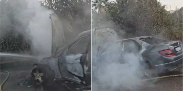 Alarm në Tiranë, automjeti shpërthen në flakë gjatë lëvizjes, nuk ka raportime për të plagosur.