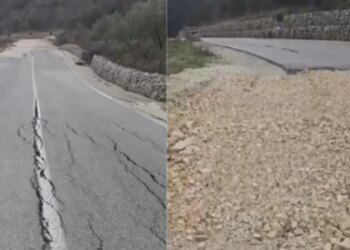 Dëmtimi i rrugës Vllahinë-Poçem, asfalt i çarë, mjete me vështirësi në qarkullim.