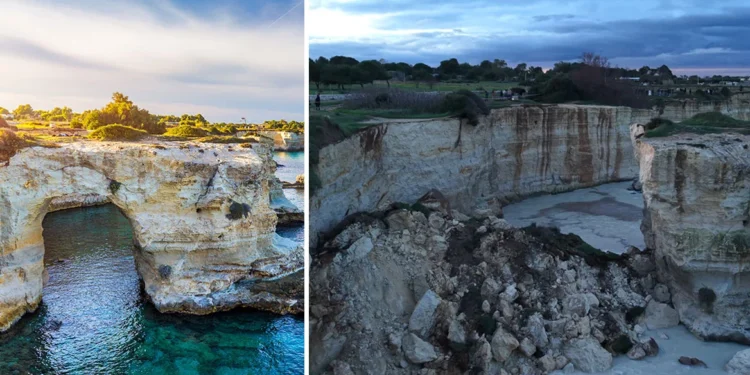 Shën Valentini në Itali: Stuhitë shkatërrojnë simbolin e Salentos 'Harku i të Dashuruarve'