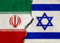 Iran and Israel flags together. Iran and Israel conflict.