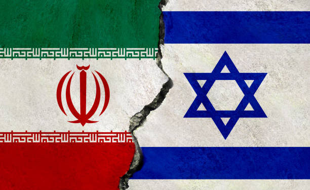 Iran and Israel flags together. Iran and Israel conflict.